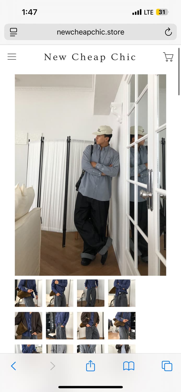 새상품 그레이블루 스웨이드 셔츠 L(100) 상품이미지4