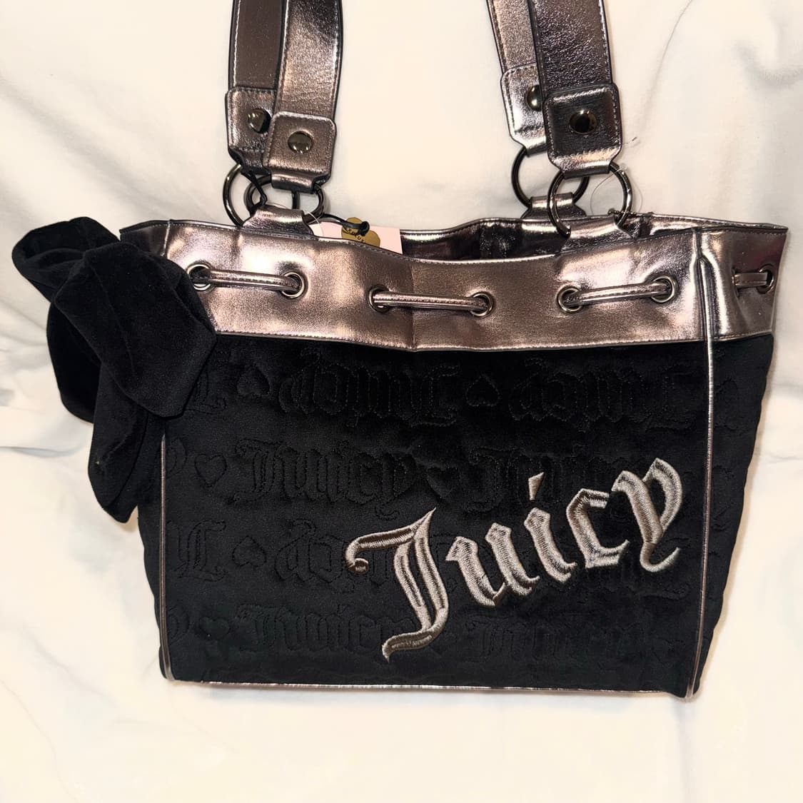 쥬시꾸뛰르 벨벳 데이드리머 숄더백 가방 갸루 핀터깔 베이비베어 토트백 상품이미지1