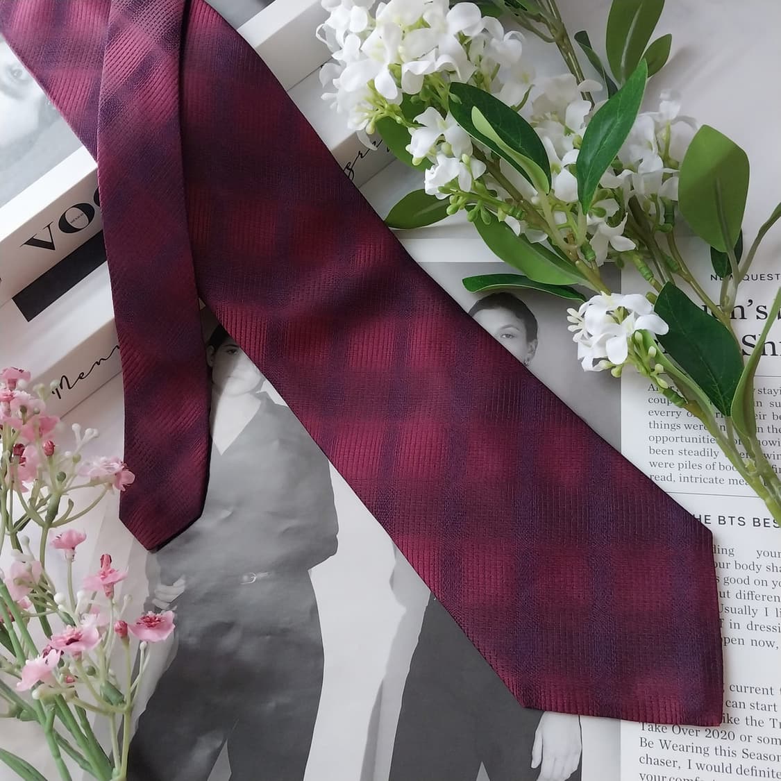 캘빈클라인 실크 와인 패턴 넥타이 8.8cm A+등급 K1678
 상품이미지4