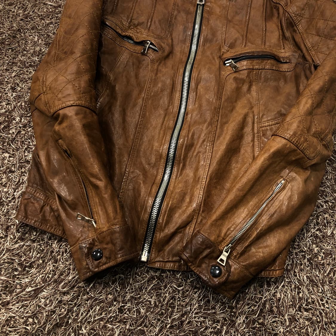 빈티지 양가죽 바이커 레더 가죽 라이더 자켓 상품이미지3
