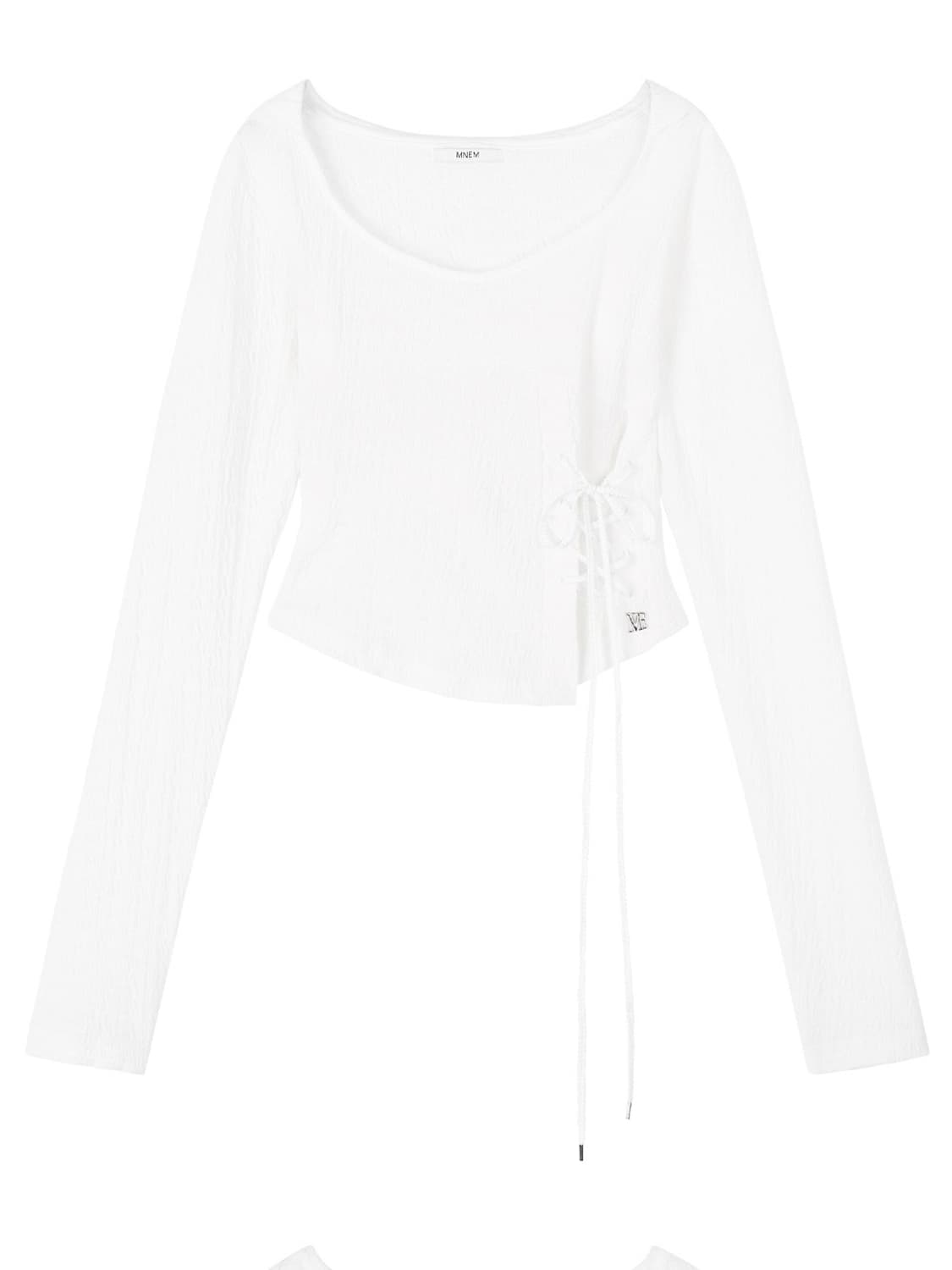 Mnem Diamond Neck Corset Hoodie (white) 상품이미지4