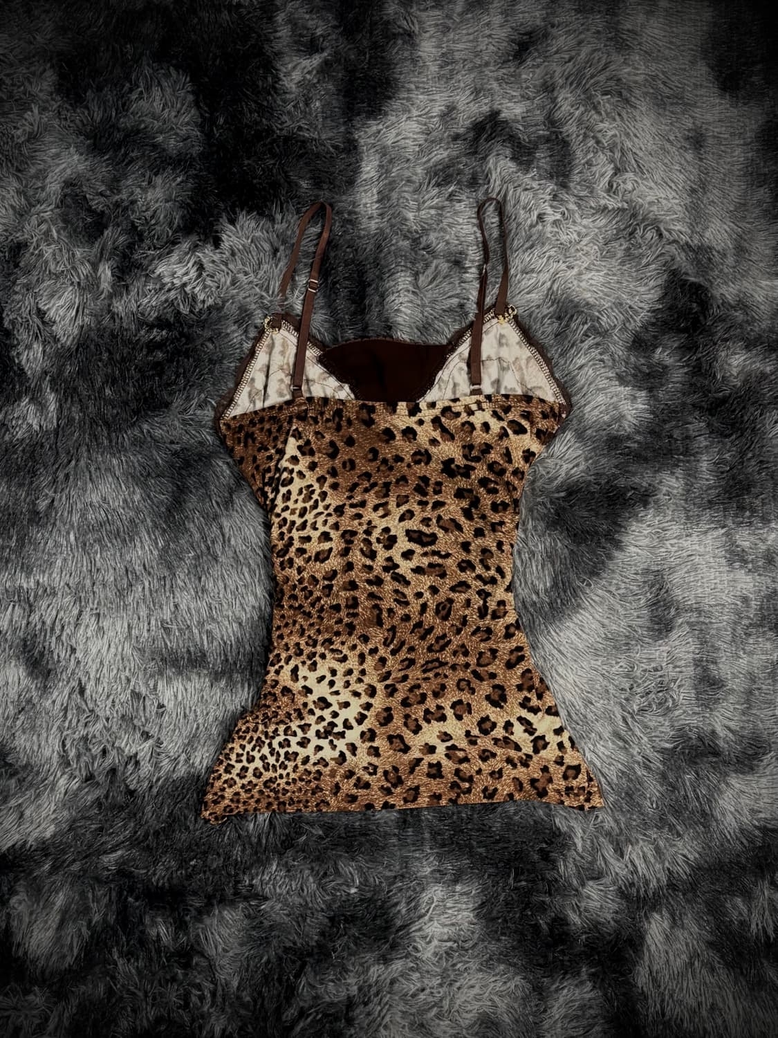 브라운 호피 오네갸루 St 리본디테일 레이스 슬리브리스 상품이미지2