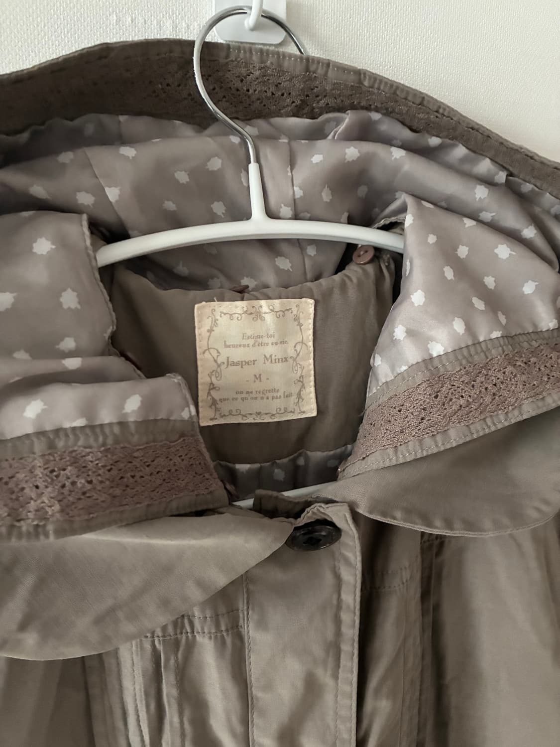 일본 빈티지 모리걸 도트 베이지 브라운 야상 상품이미지3