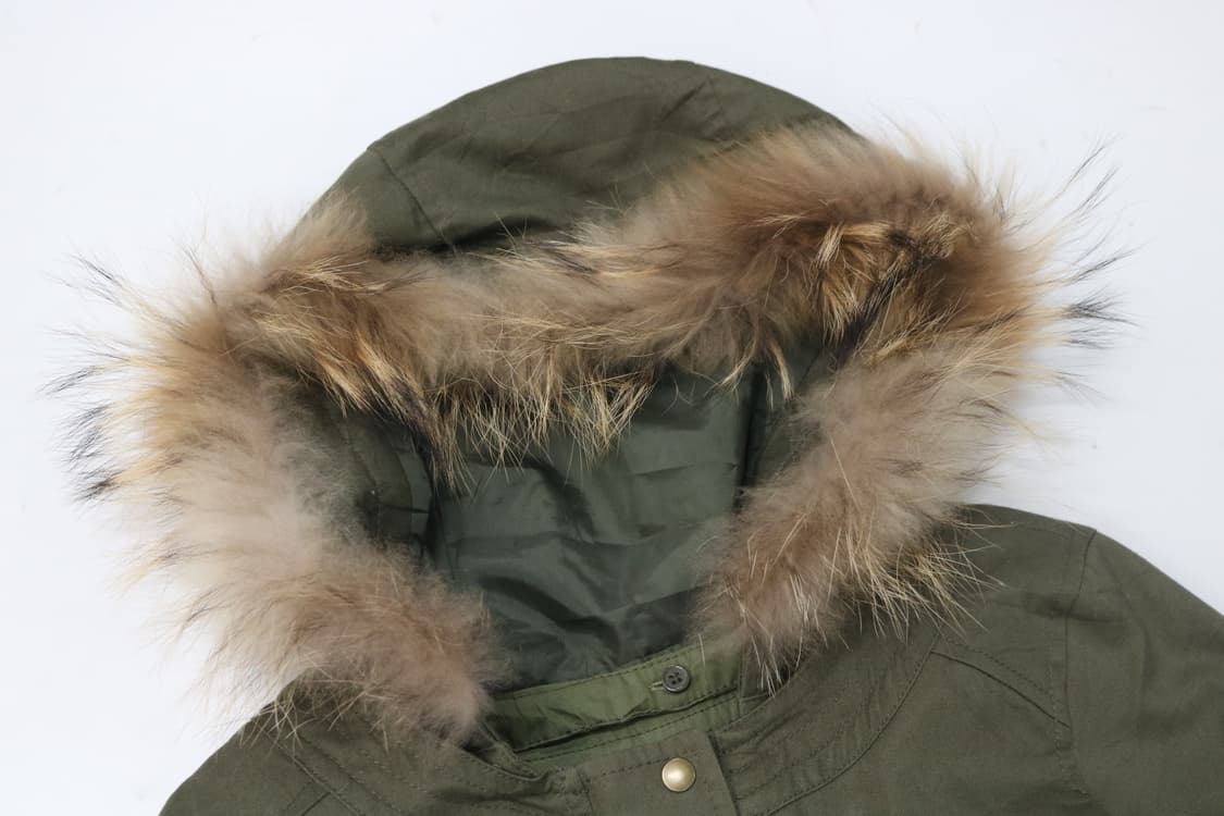 빈티지 카키 라쿤 퍼 후드 보아 안감 야상 점퍼 상품이미지4