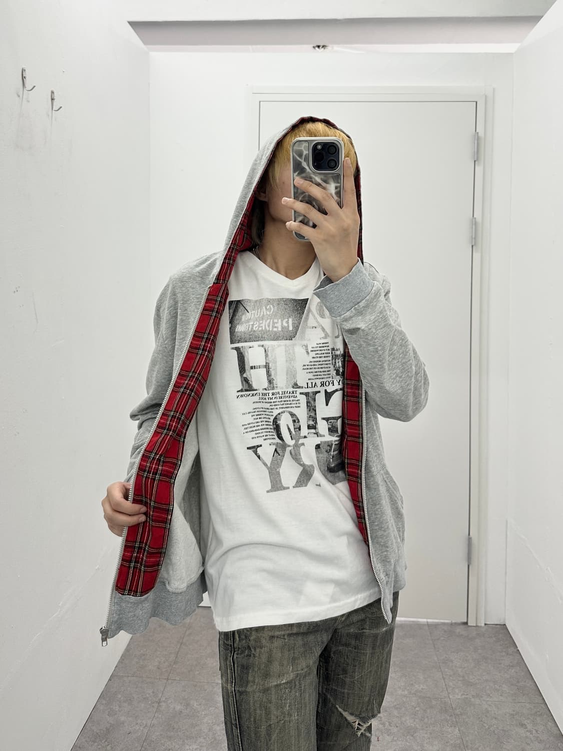 BOYCOTT red check detail hood  상품이미지2