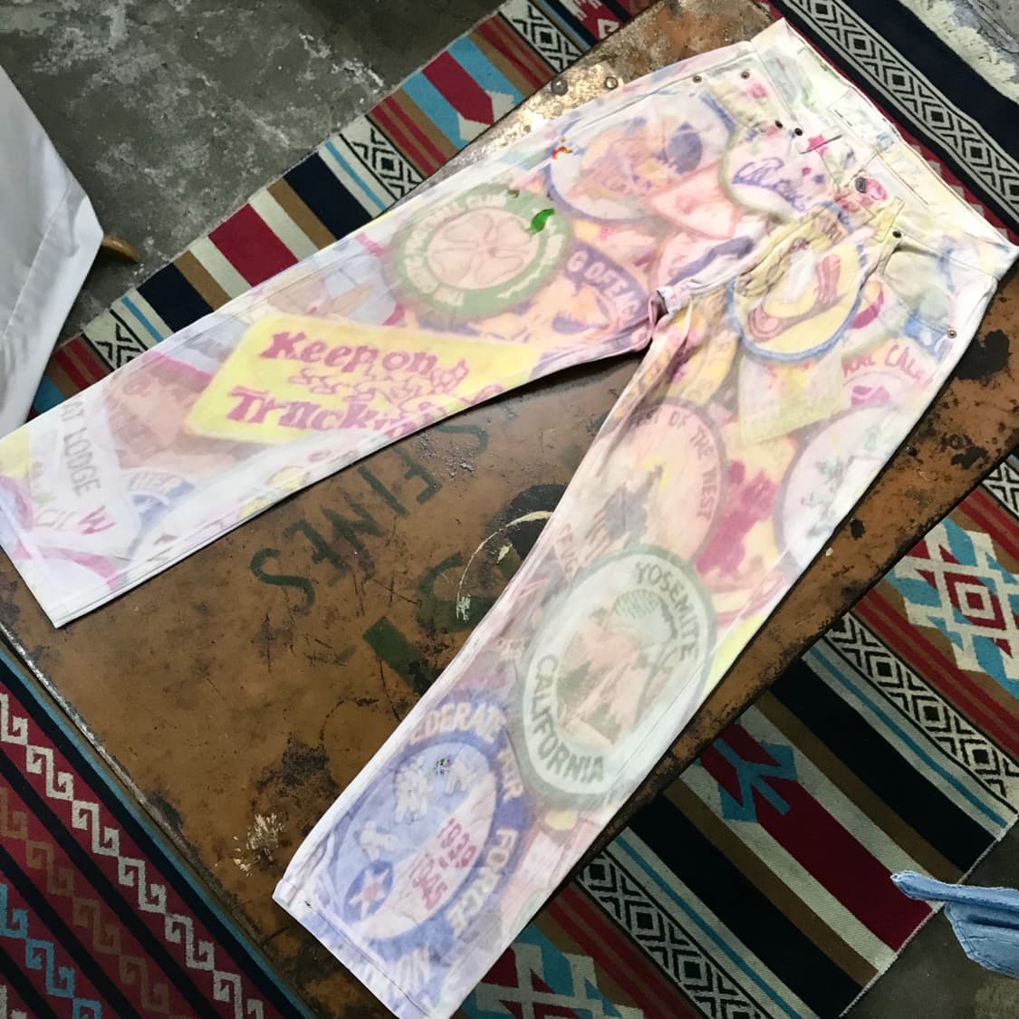 90s usa 리바이스 501 그래피티 화이트 데님 팬츠 허리 29 상품이미지4