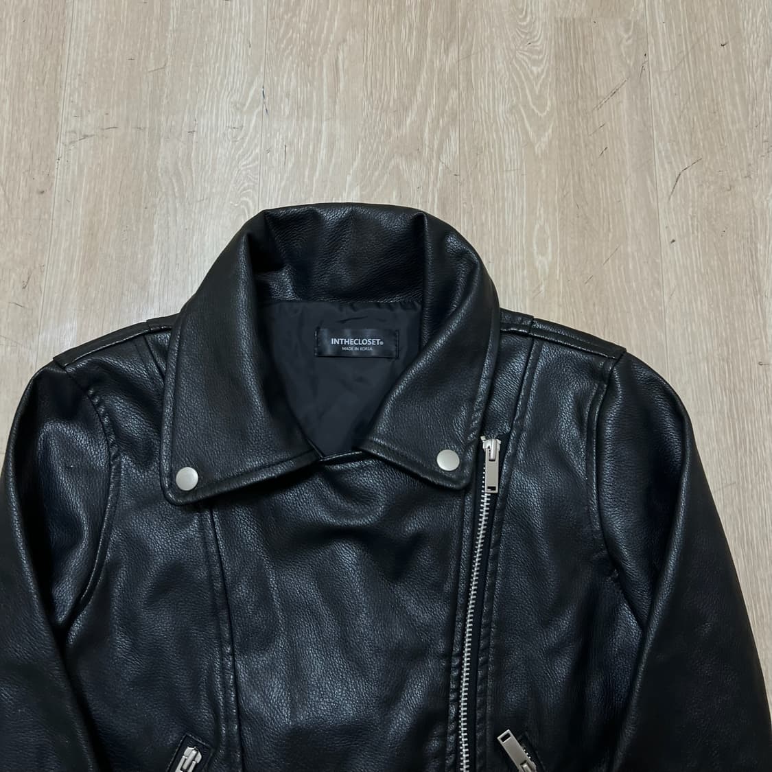 인더클로젯 여성 더블 라이더 레더 가죽자켓 S/90  상품이미지2