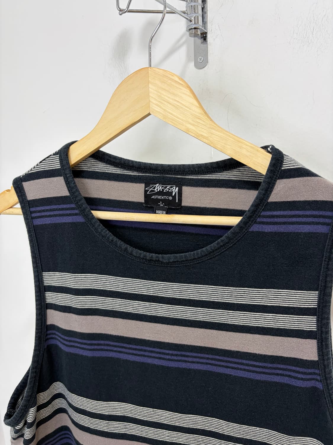 00s Stussy Authentic 스트라이프 나시 슬리브리스 상품이미지7