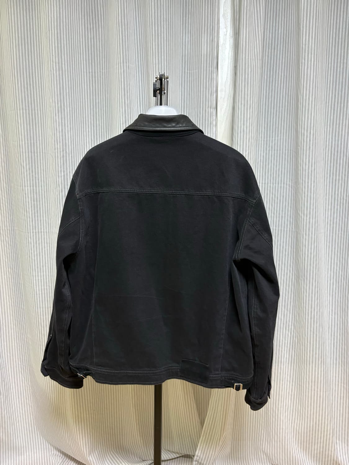 4) 폴리테루 유즈드 트러커 자켓 블랙 레더 카라 상품이미지3