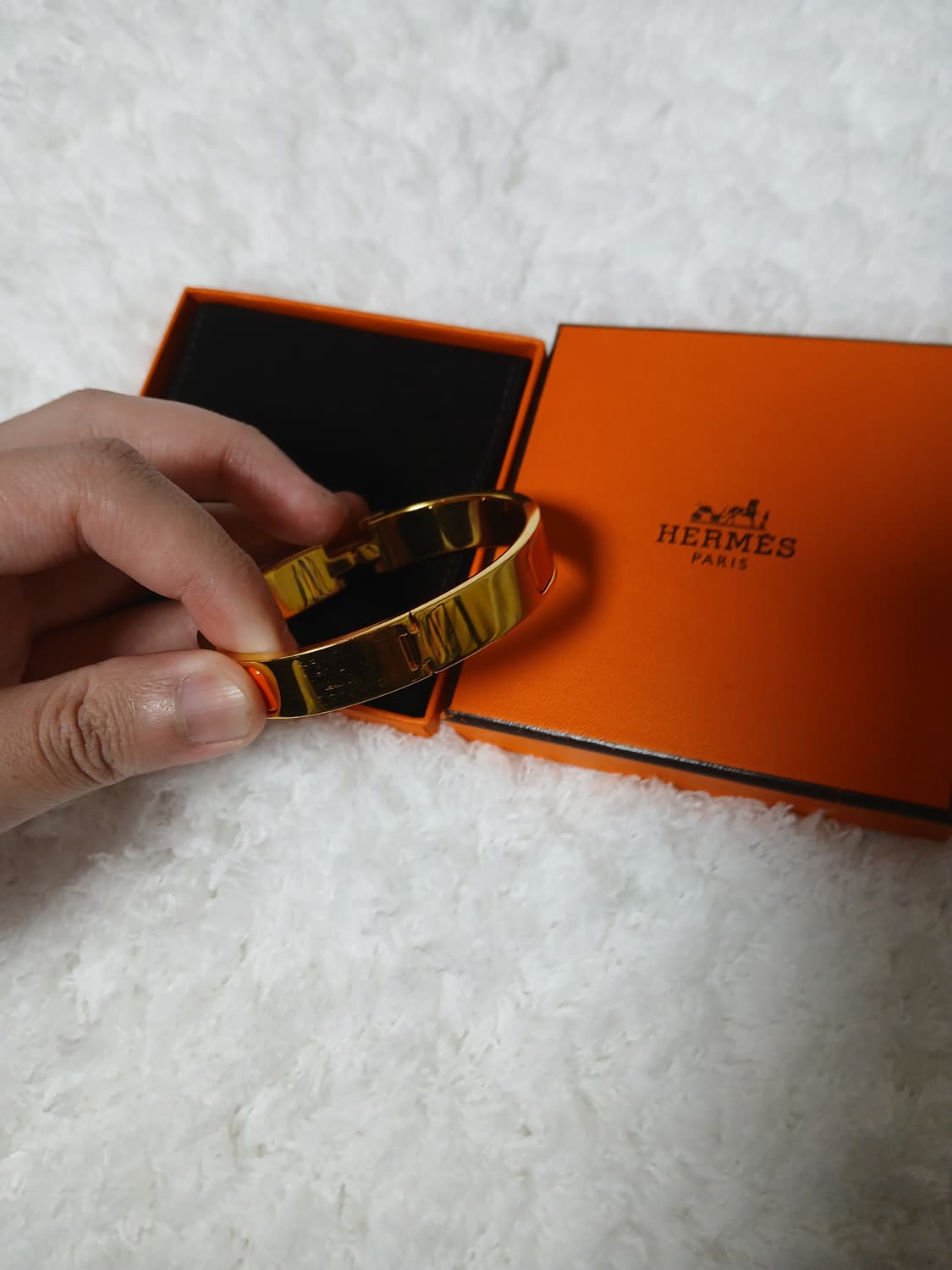 에르메스 클릭아슈 팔찌 PM 오렌지 금장 색상 상품이미지4