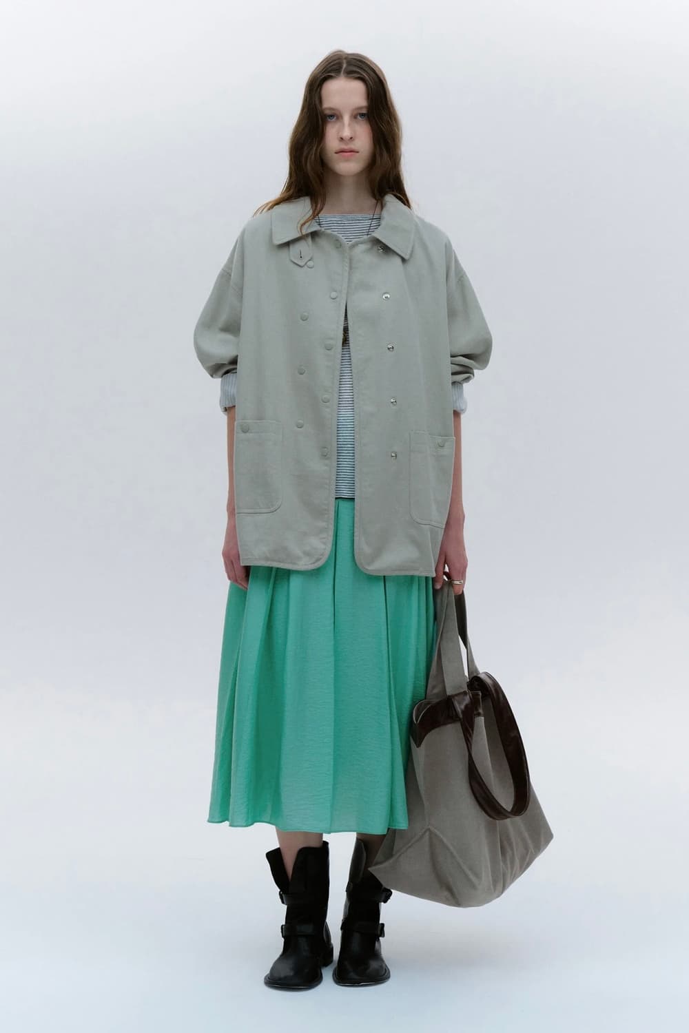 솔티페블 shimmer pleated skirt 민트 상품이미지2