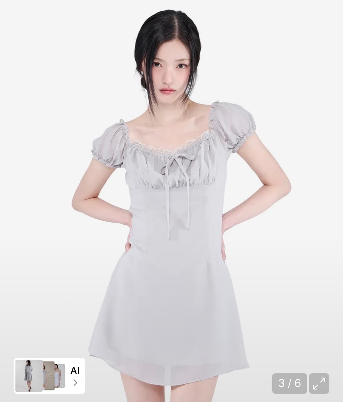 알키알카 원피스 Puff Chiffon Mini Dress - gray 상품이미지1
