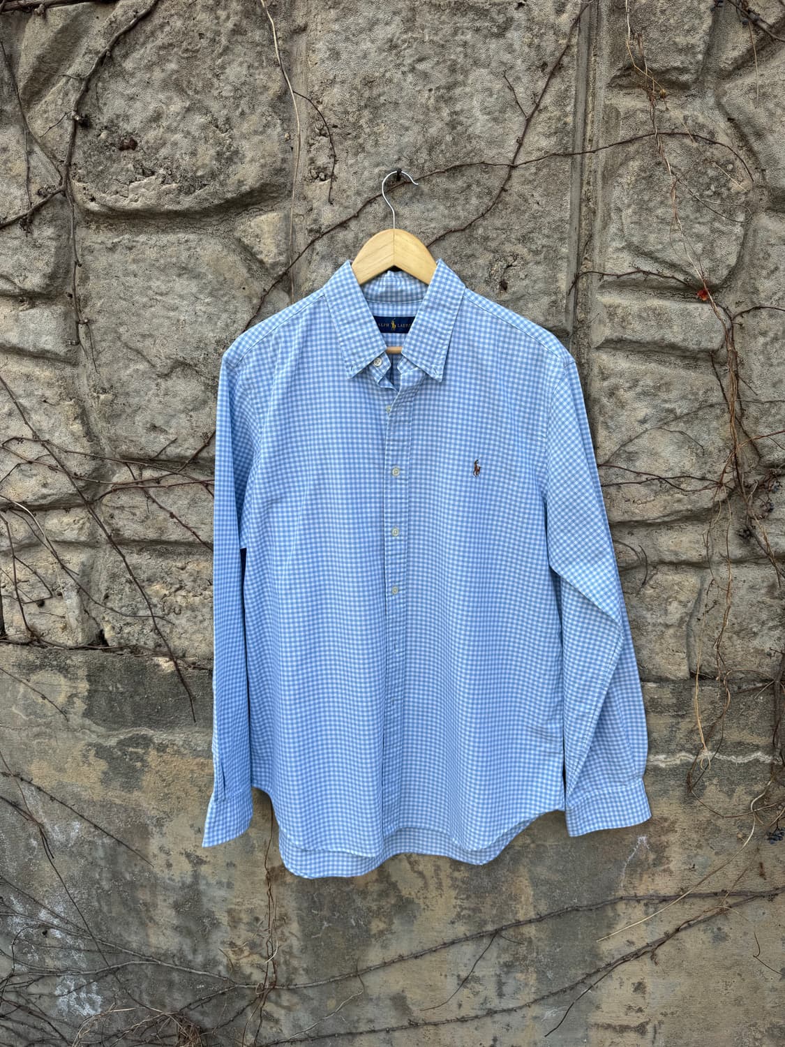 폴로 랄프로렌 빈티지 하늘색 체크 셔츠 L 상품이미지1