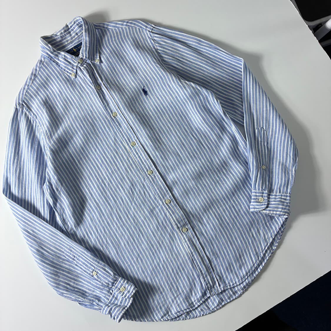Polo  폴로 랄프로렌 자수 스카이블루 스트라이프 린넨 셔츠  상품이미지2