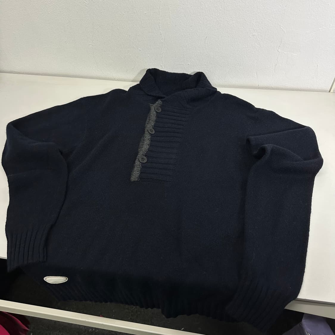 95-100 돌체앤가바나 D&G 다크네이비 버튼 백로고 숄카라 니트 상품이미지4