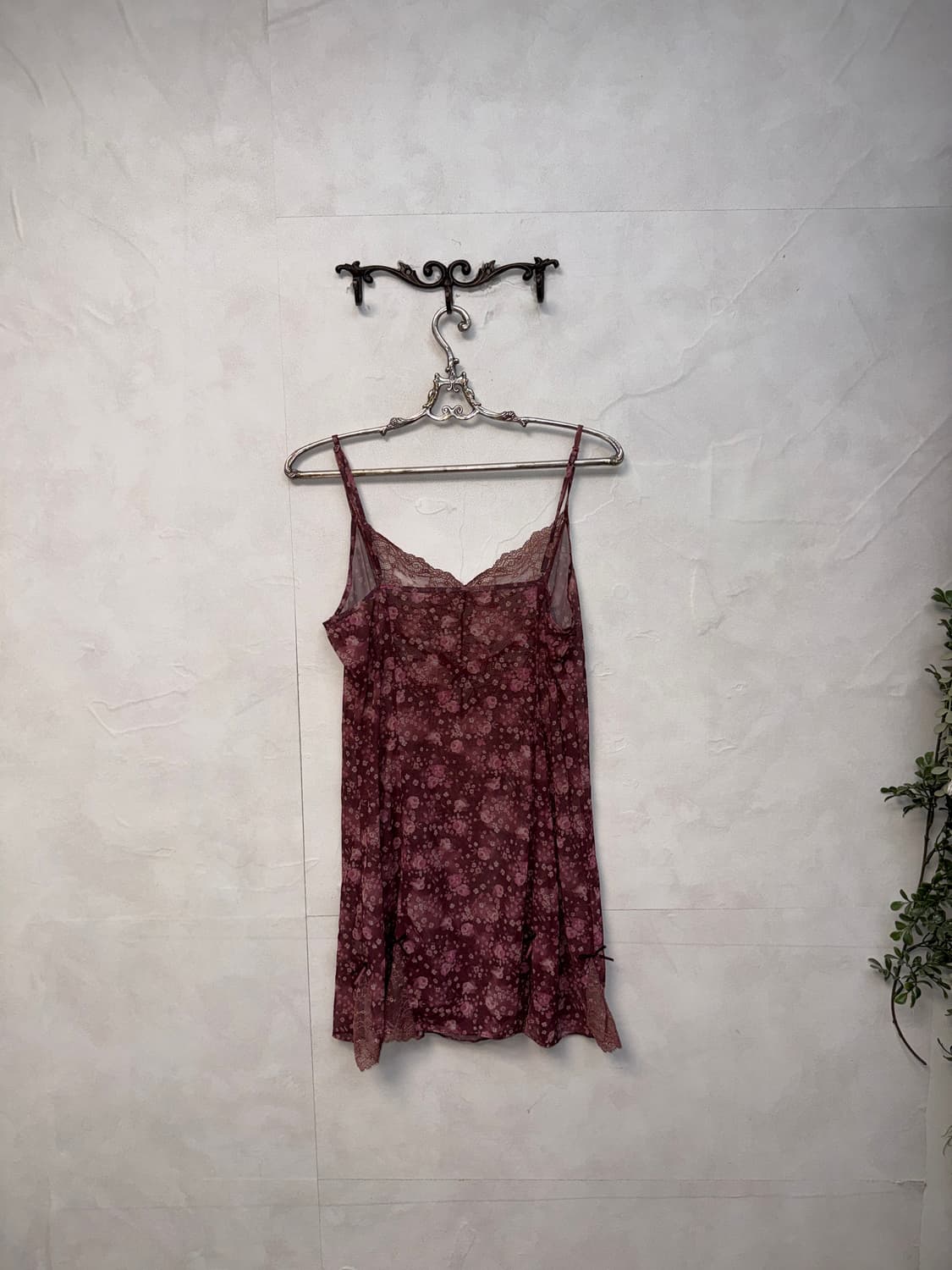 Dark rose pink floral lace slip ops 상품이미지6