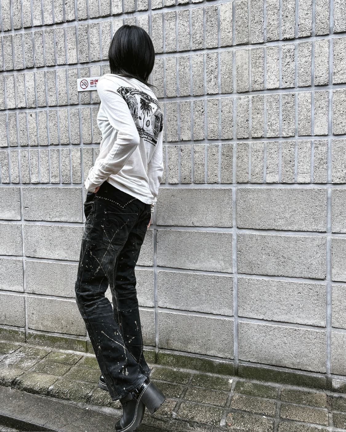 LAGUST 락시크 스터드 페인팅 데님팬츠 상품이미지2