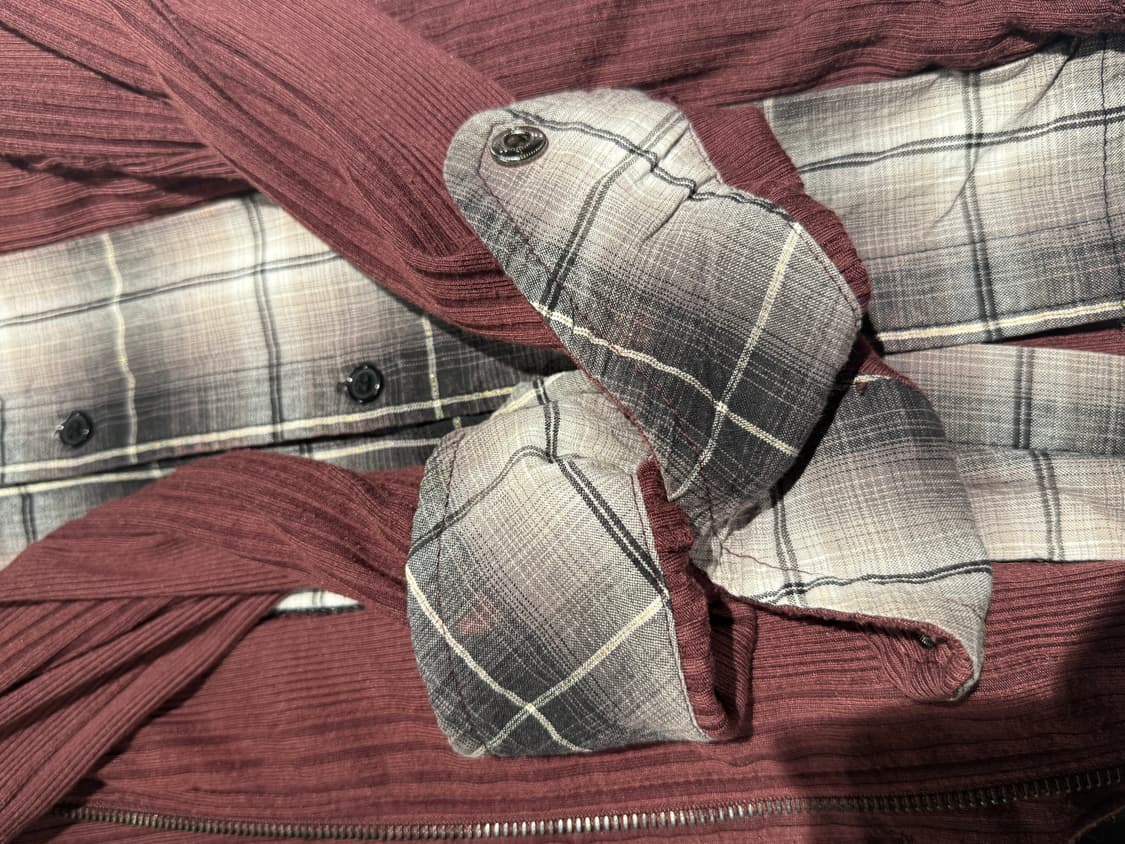 check shirt layered ribbed hood zip-up 상품이미지8