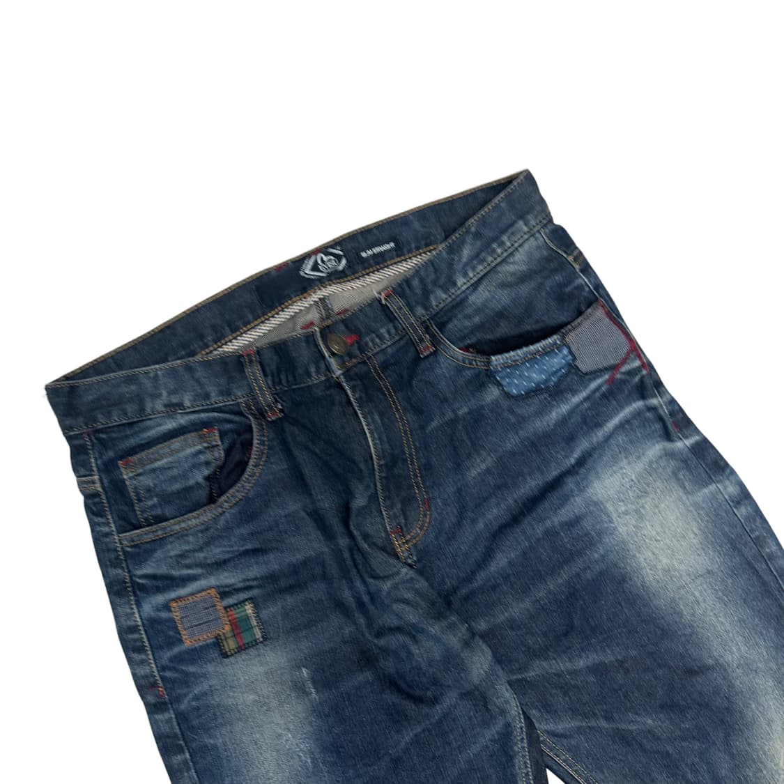 에비수 슬림 스트레이트 백로고 패치워크워싱데님진 34 상품이미지4