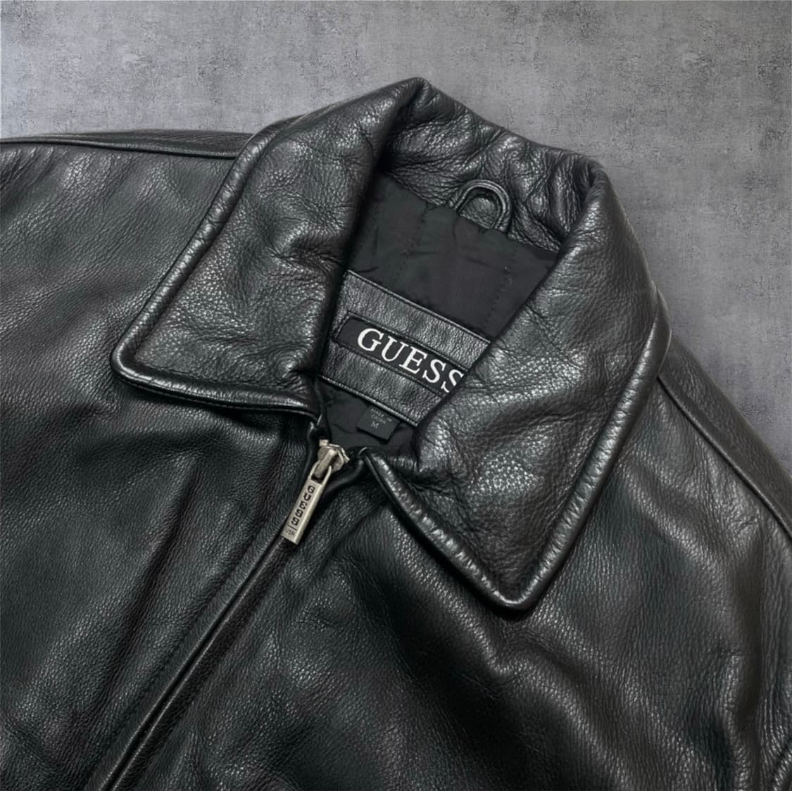 게스 Guess 블랙 빈티지 카라 레더 자켓 M 상품이미지2