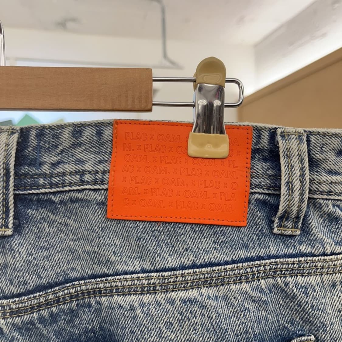 플랙 X OAM 빈티지 Y2K 연청 오렌지패치 데님팬츠 M C09522 상품이미지5