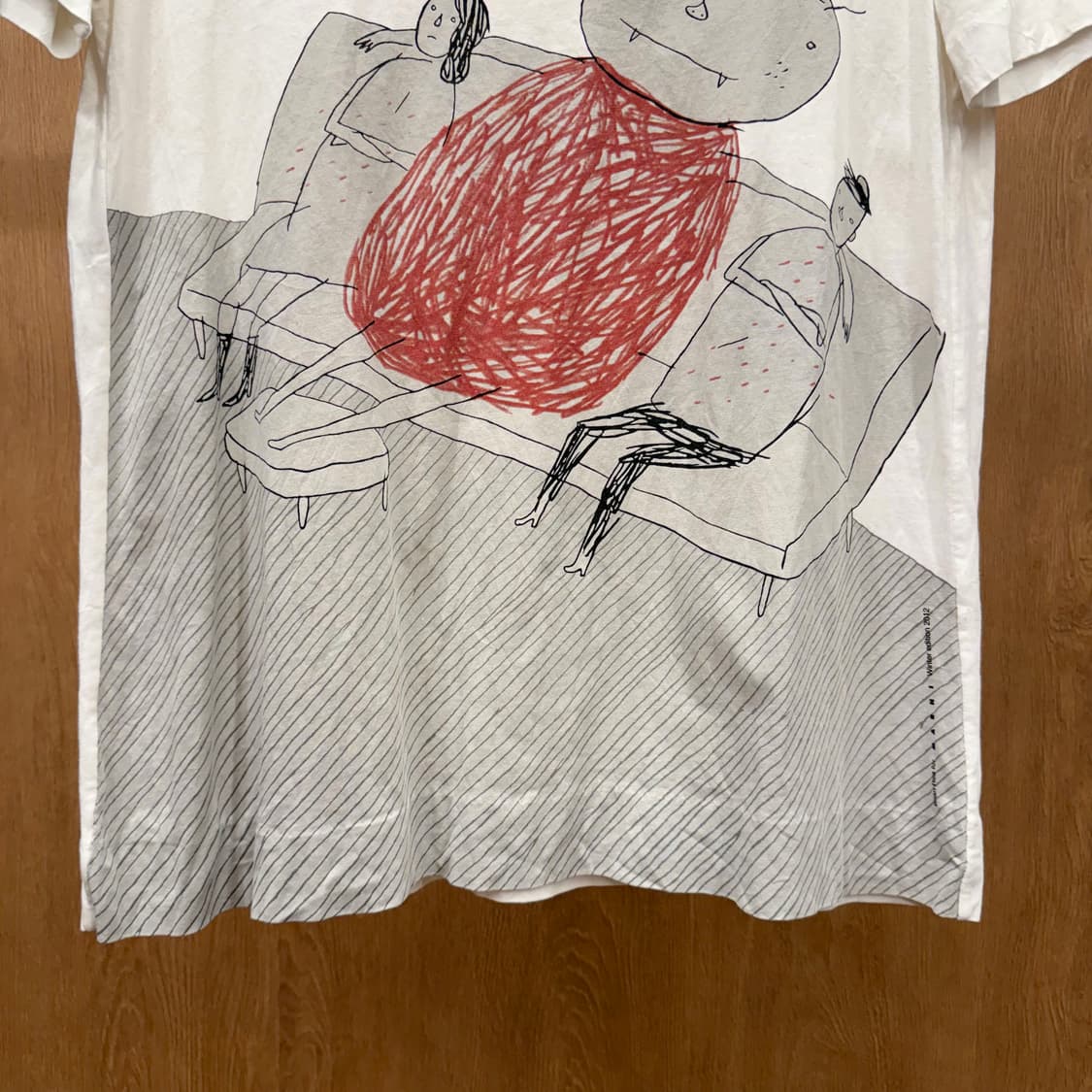 마르니 U넥 반팔 티셔츠 아트워크 그래픽 프린트 디테일 화이트 상품이미지5