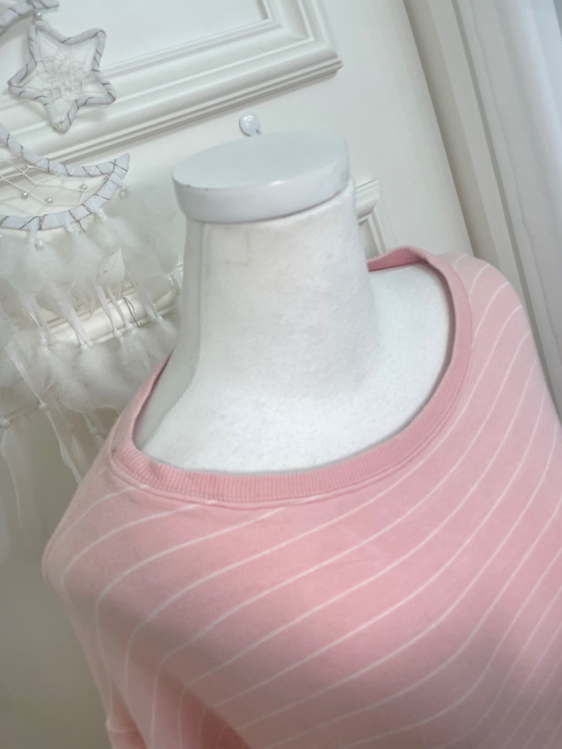 pink white stripe basic loose top 상품이미지6