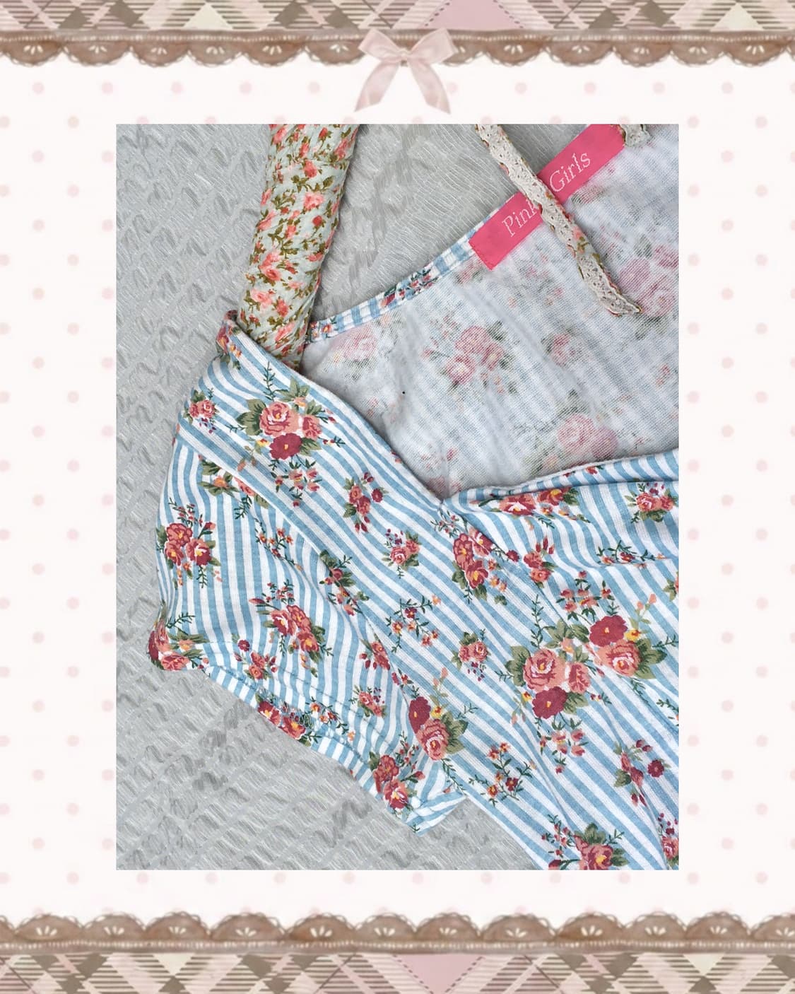 Pinky girls 스트라이프 플로럴 셋업 상품이미지4