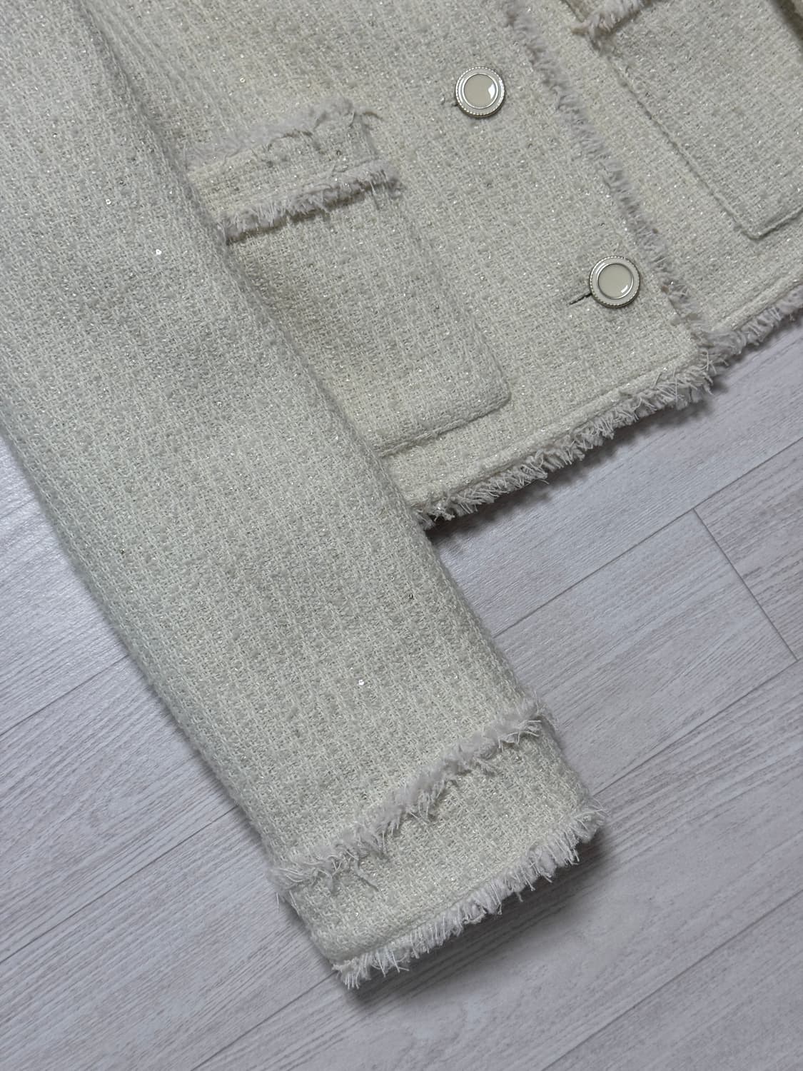 모한 RTS 프린지 하이넥 트위드 아이보리 상품이미지5