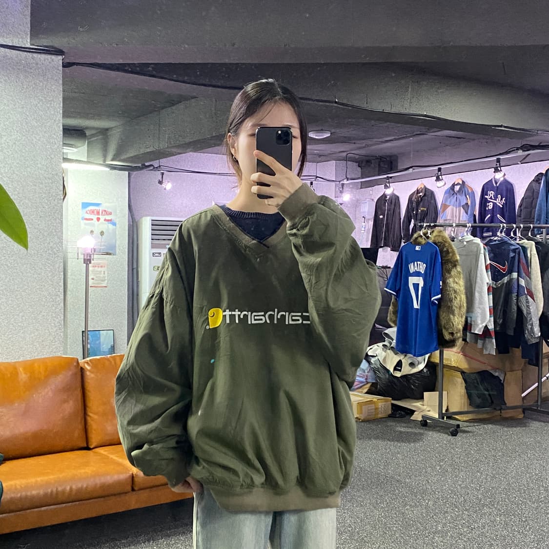 칼하트 빅로고 카키 웜업 B3164 상품이미지1