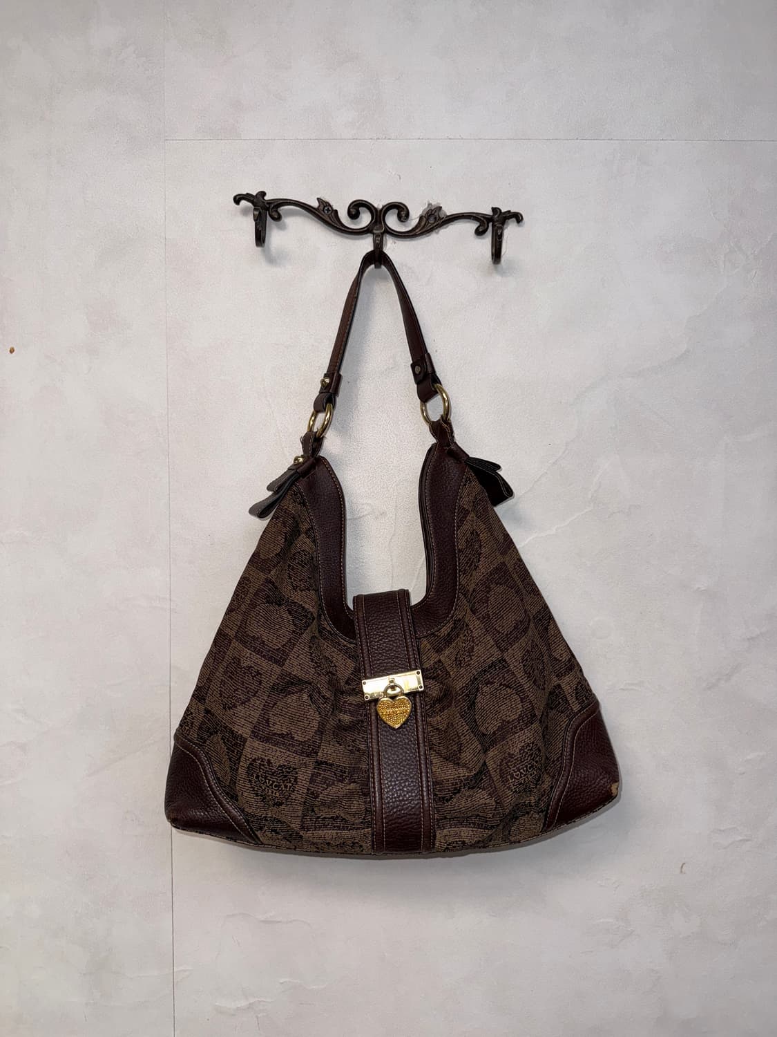 Lovcat brown heart shoulder hobo bag 상품이미지1