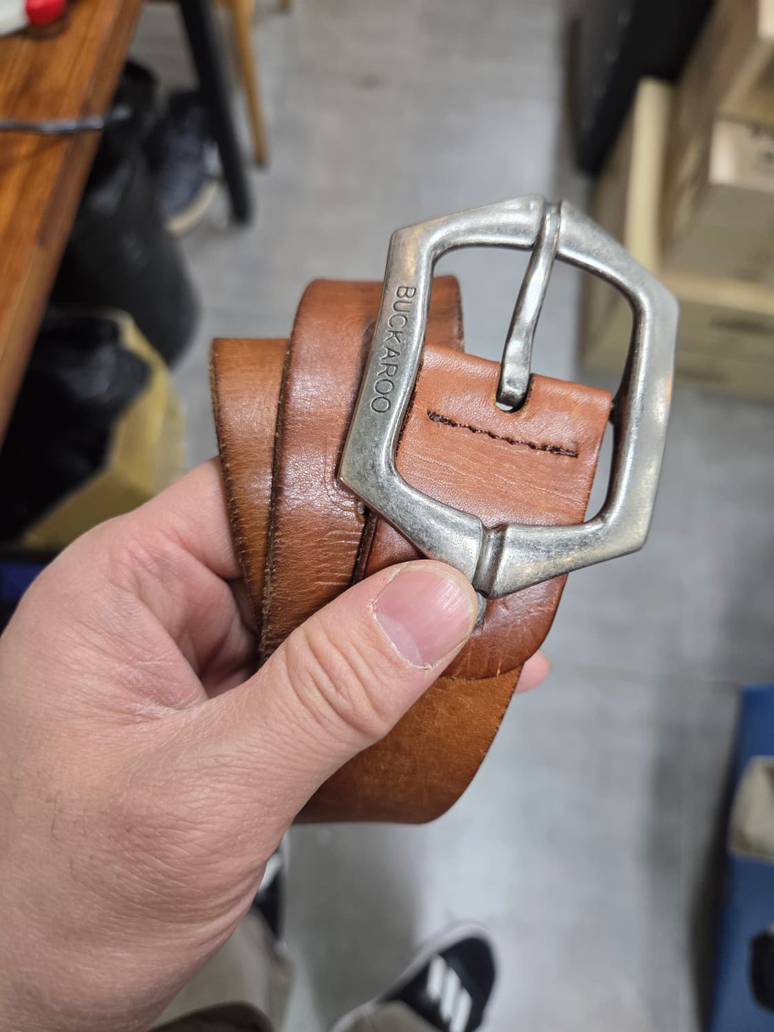 버커루 빈티지 멀티로고 가죽 벨트 97cm 상품이미지5