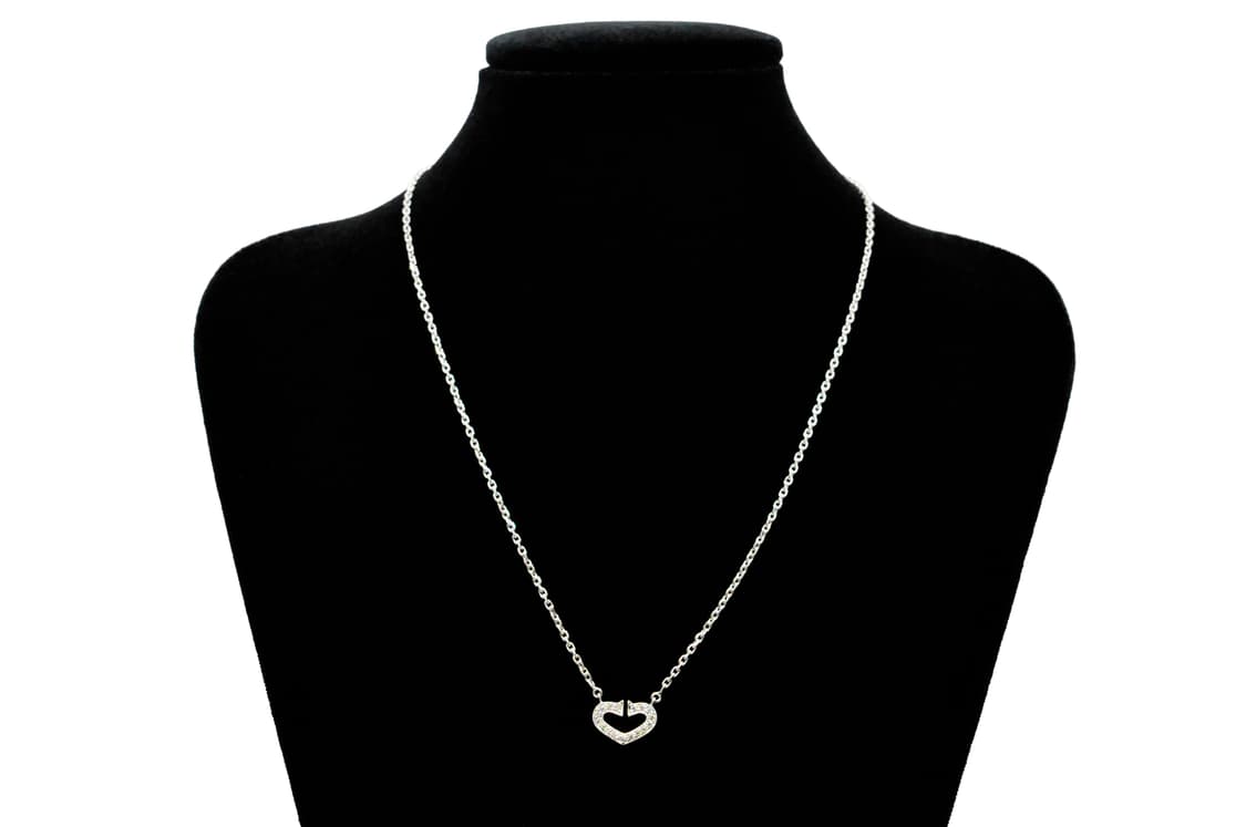 까르띠에 C 하트 파베 천연 다이아몬드 18K 화이트골드 목걸이 펜던트 상품이미지7