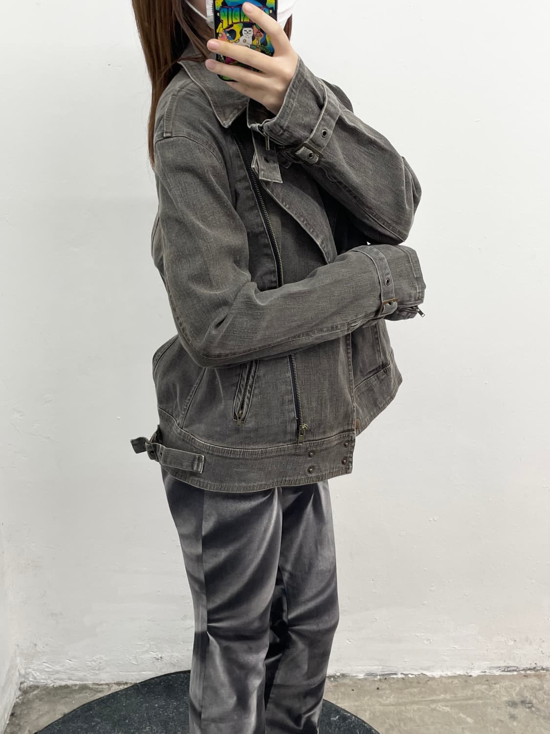 흑청 라이더 버클 자켓 상품이미지4