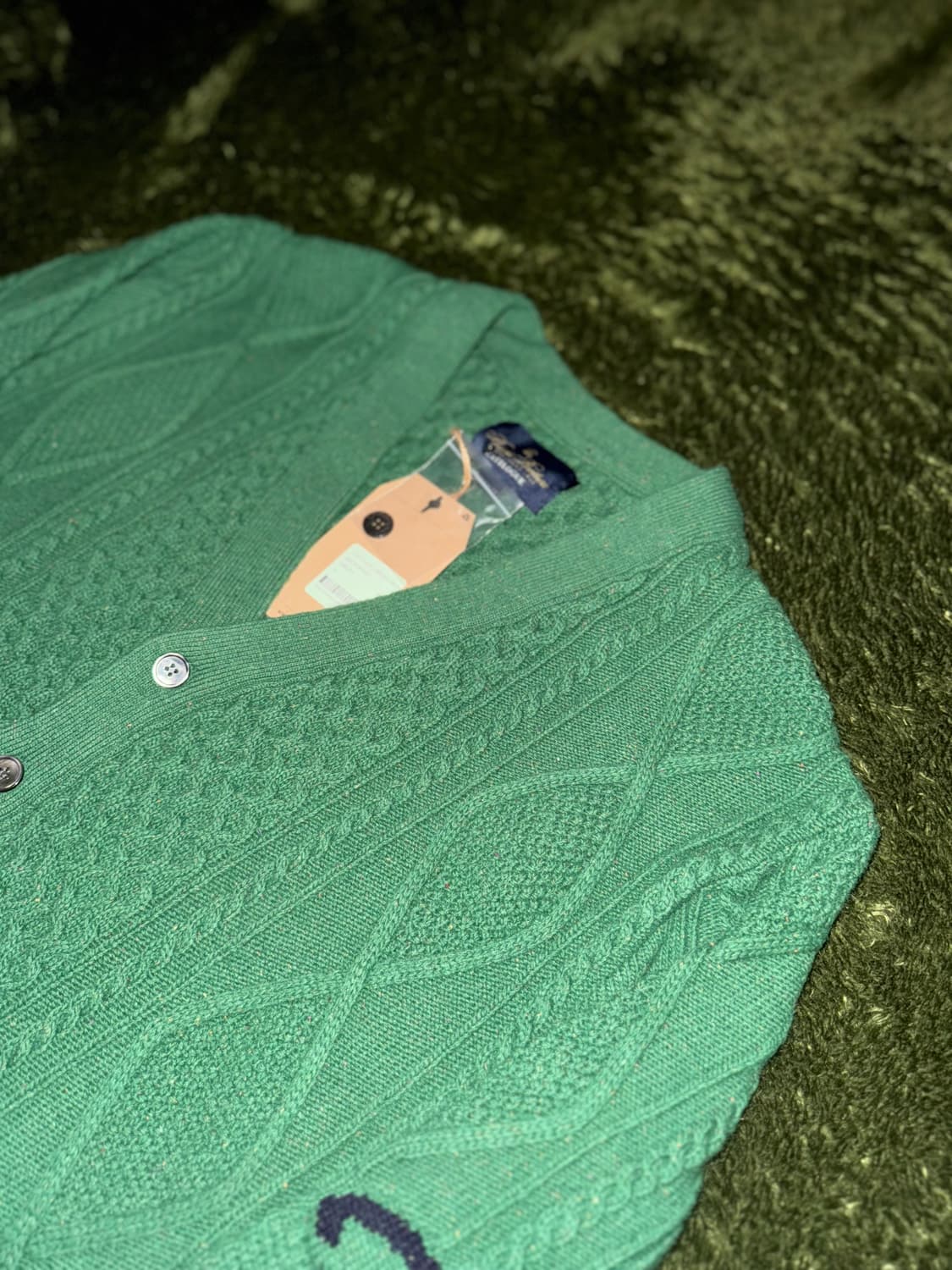 [M] 이스트로그 X 브룩스 브라더스 콜라보 케이블 가디건 그린 상품이미지2