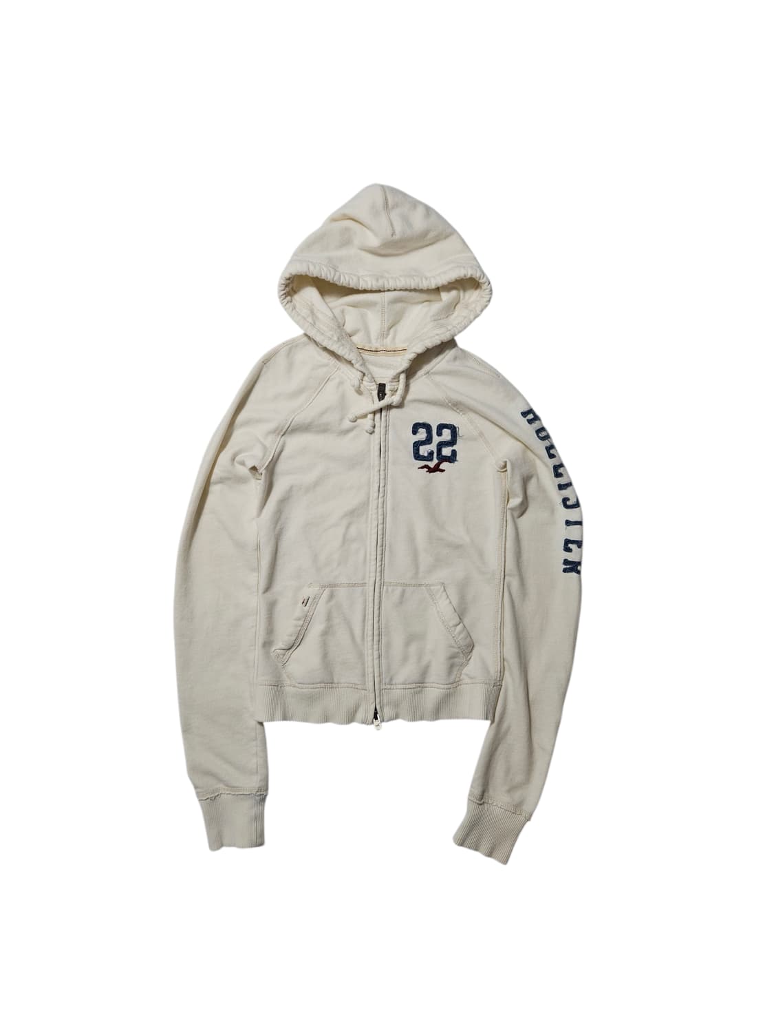 홀리스터 화이트 딱붙핏 스펠아웃 암로고 S 후드집업 상품이미지2