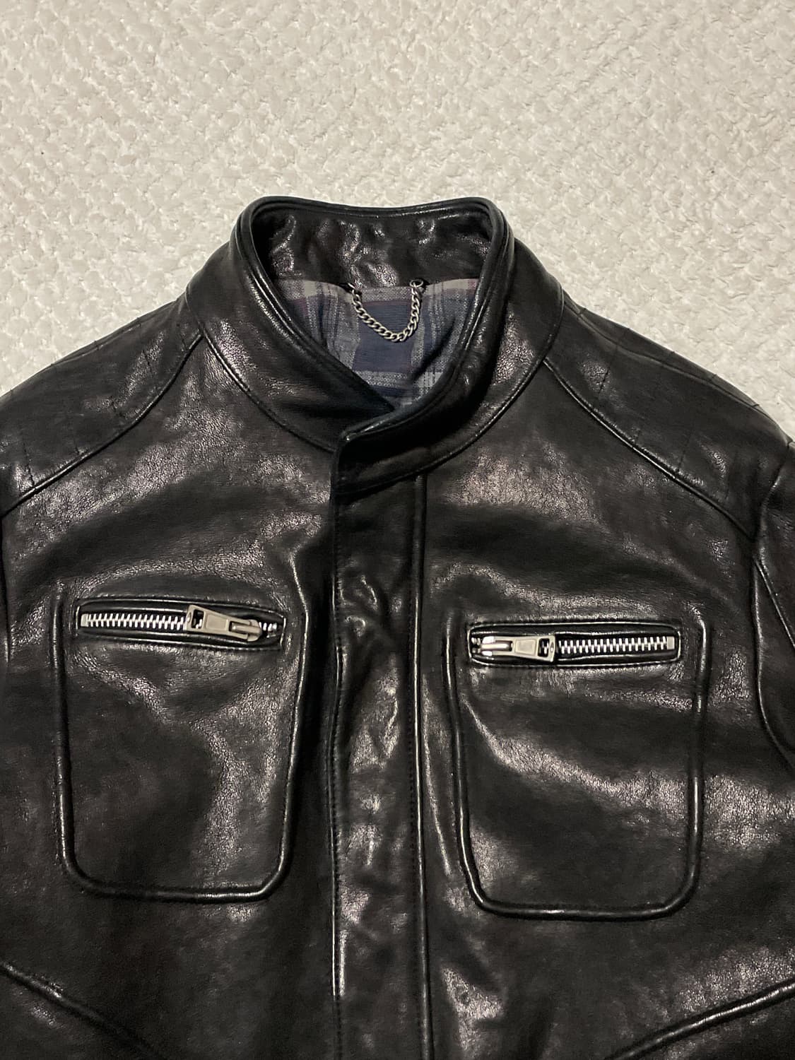 광희시장 웨스턴 무드 램스킨 양가죽 바이커 레더 자켓 상품이미지4