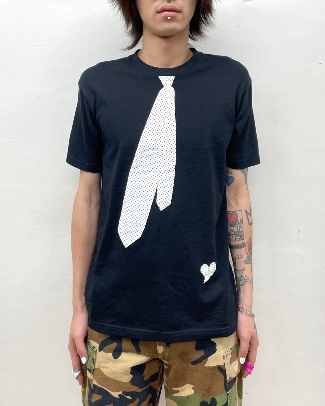  white tie-printed T-shirt  상품이미지1