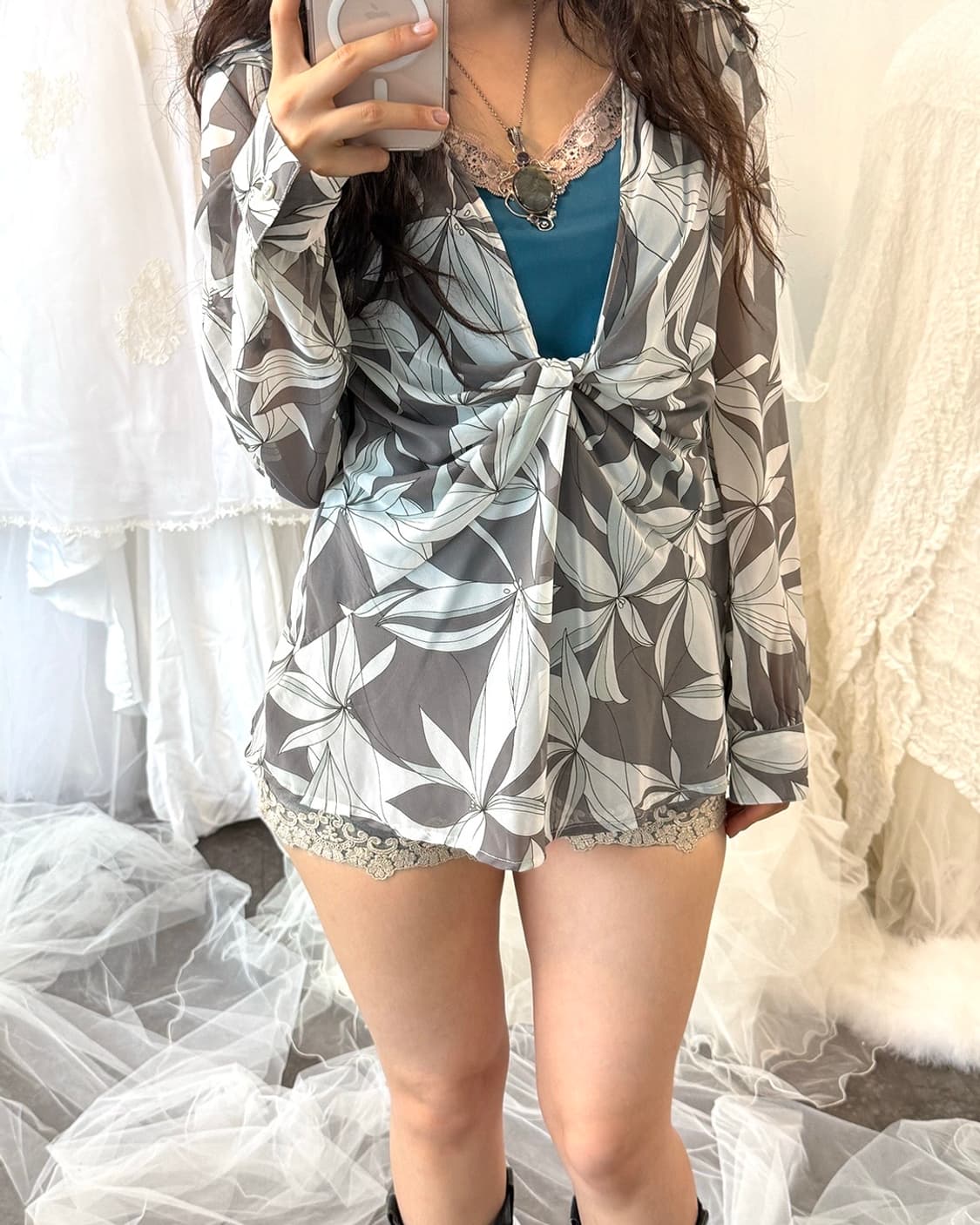 Oriental shirring detail shirt blouse 상품이미지6