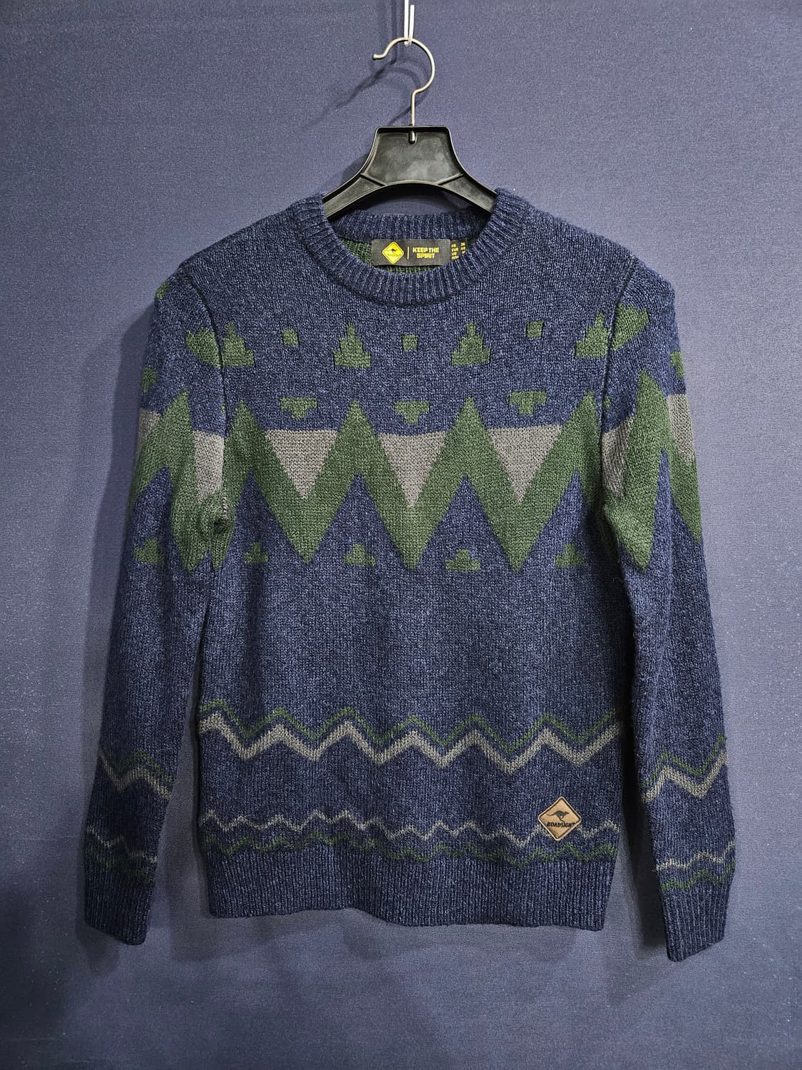 로드사인 네이비 배색 남성 슬림핏 95 니트 상품이미지1