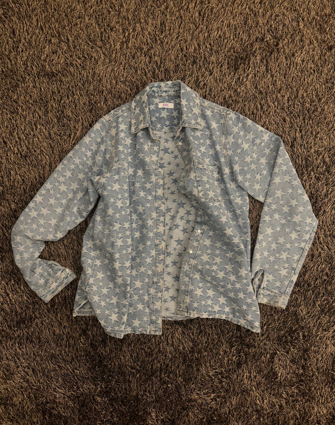 Denim Jacquard Woven Overshirt 상품이미지1