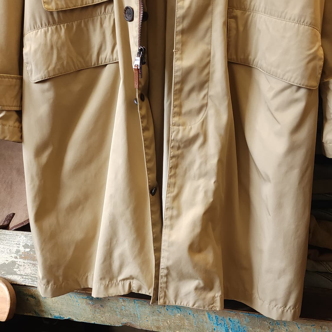 폴로 트렌치코트 베이지 레더 트림 싱글 트렌치 xl 상품이미지4