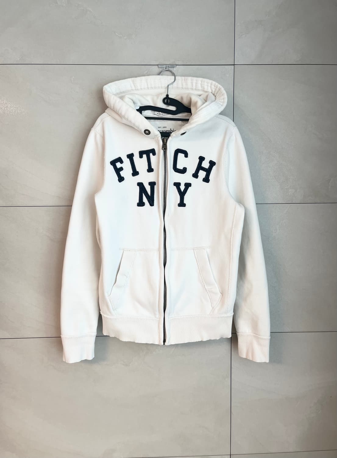 아베크롬비 뉴욕 스펠로고 대장 후드집업 화이트 [M] 상품이미지1