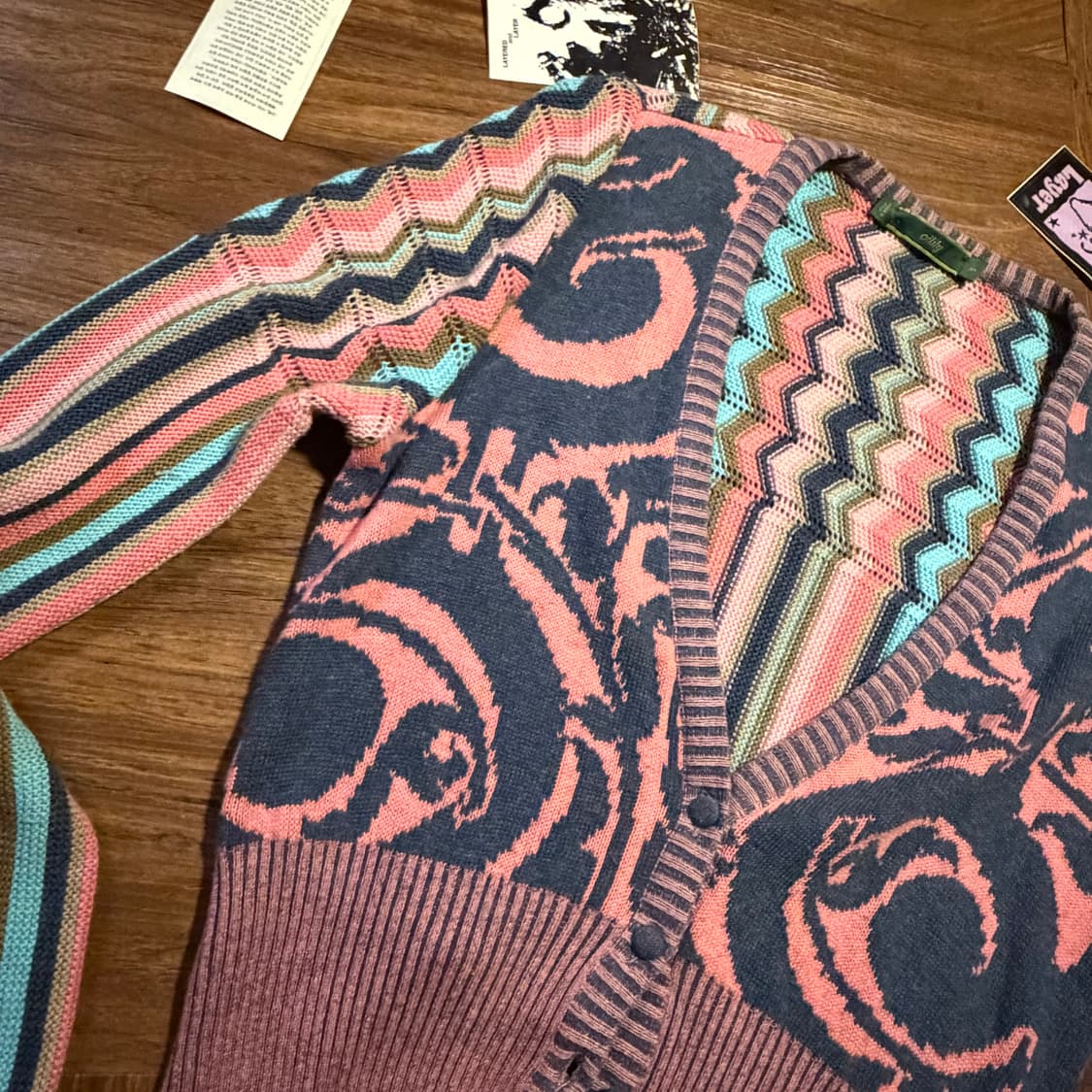 MADE IN ITALY OILILY 멀티컬러 코튼 자카드 가디건 상품이미지7
