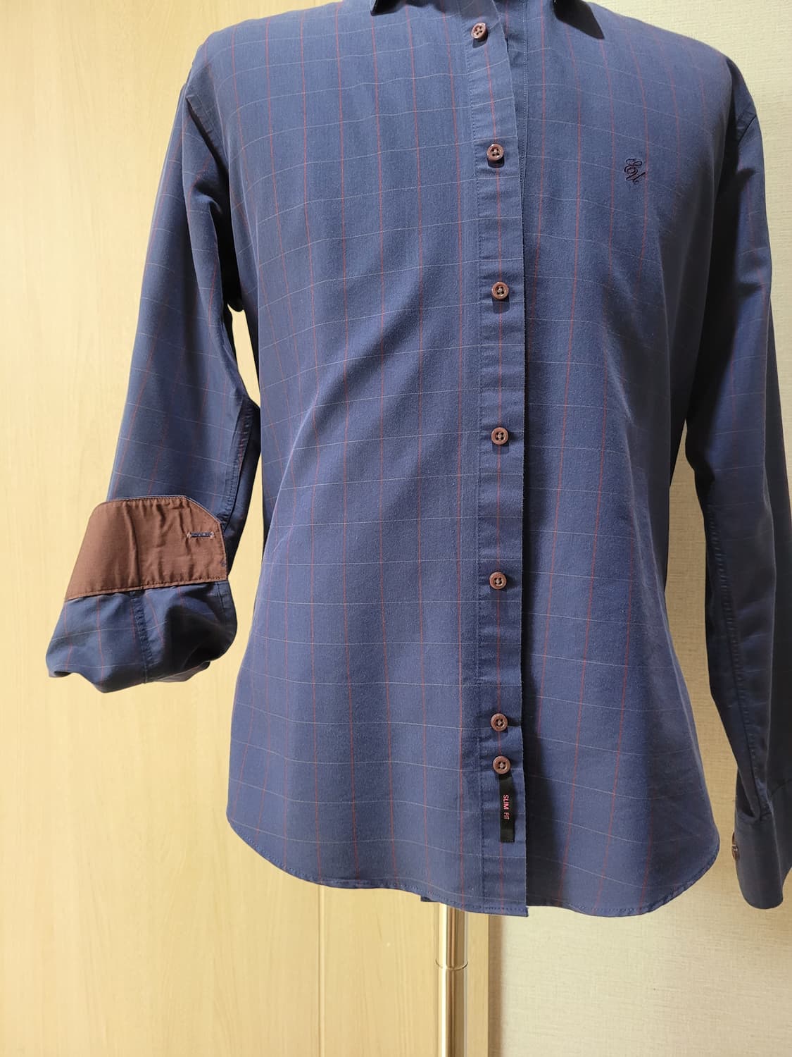 웅가로 Ungaro 남자 체크 드레스 셔츠 105 딥블루 상품이미지3