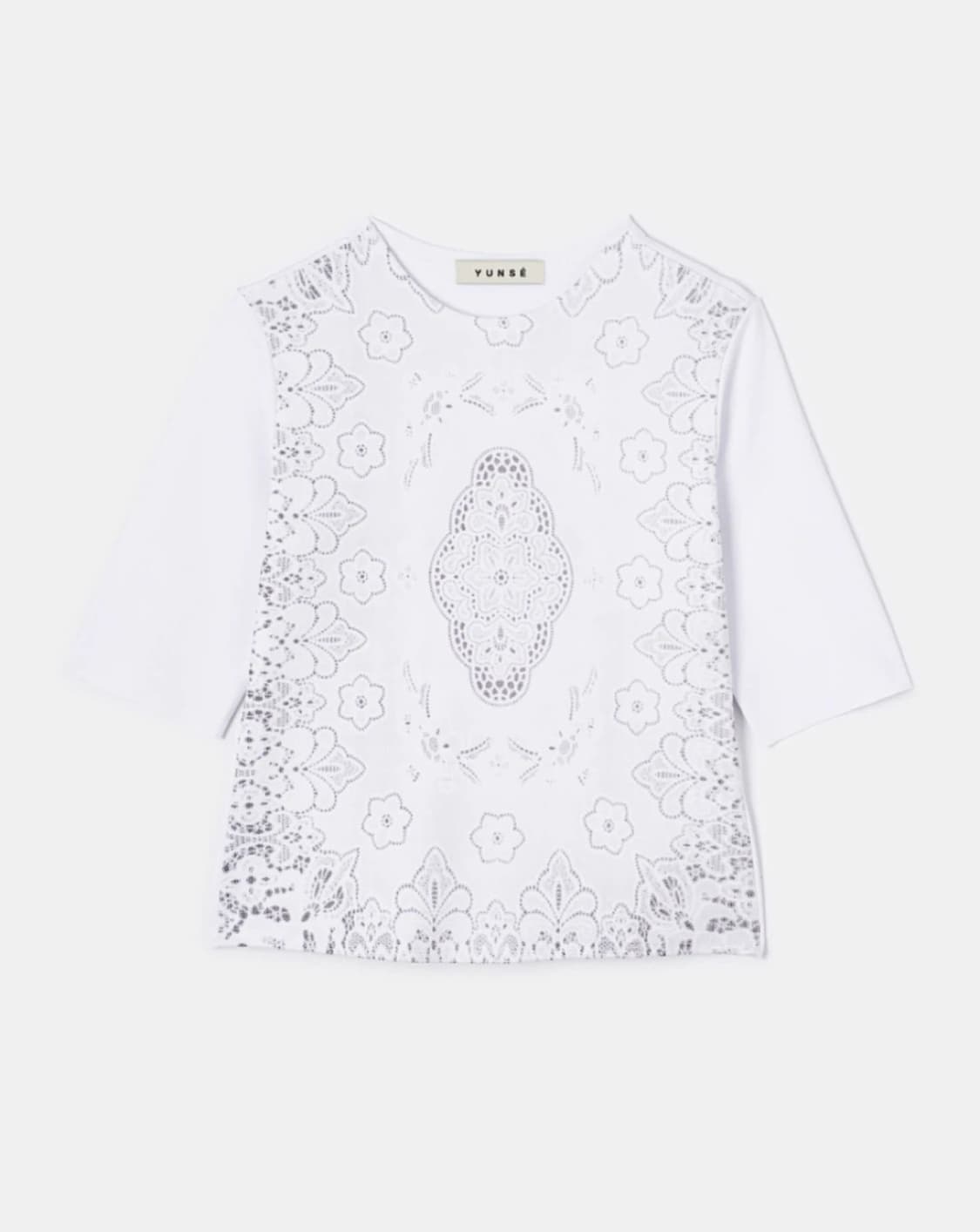 윤세 yunse 레이스 프린트 탑 티셔츠 상품이미지1