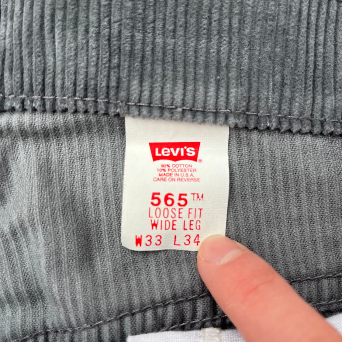 [33X34] 90s 빈티지 리바이스 565 코듀로이 상품이미지2