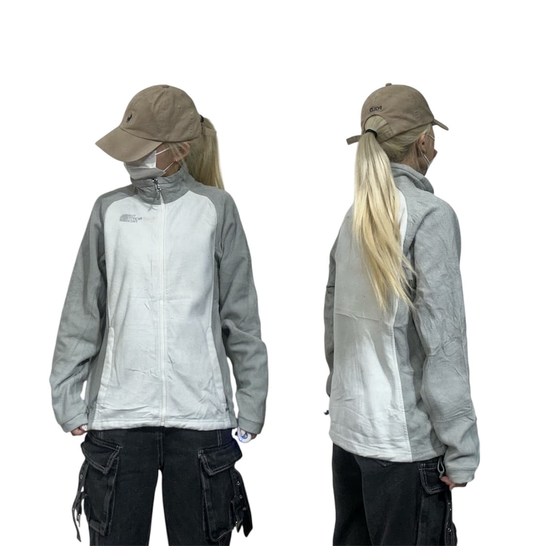 노스페이스 화이트 그레이 후리스 뽀글이 자켓  상품이미지1