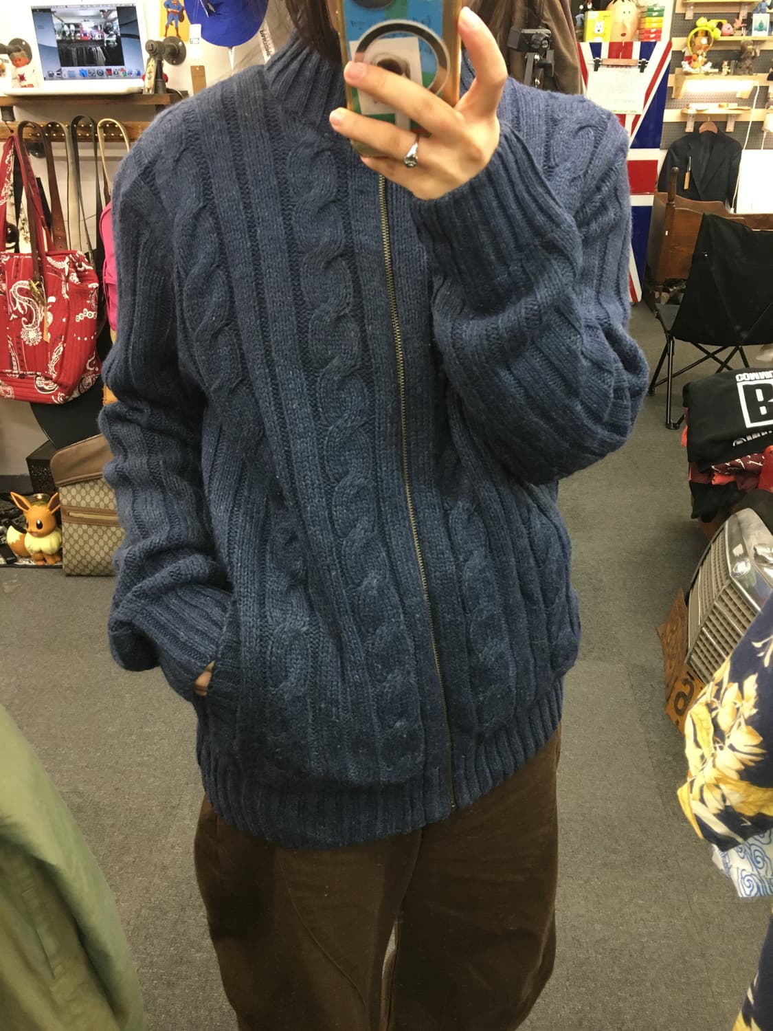 빈티지 헤비 니트 집업 상품이미지1