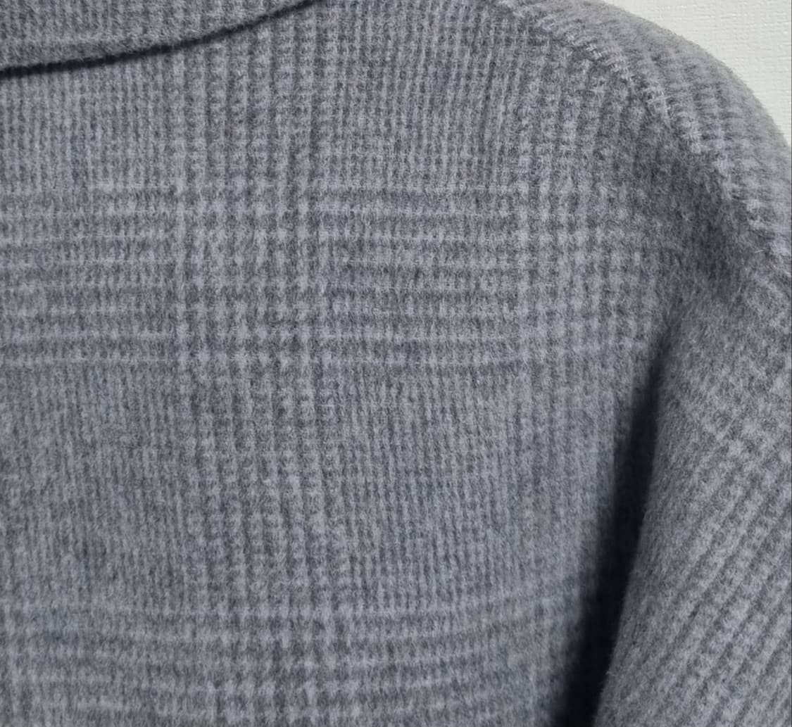 오버핏 M (66) 오즈세컨 그레이 체크 울/캐시미어 오픈형 코트 상품이미지4